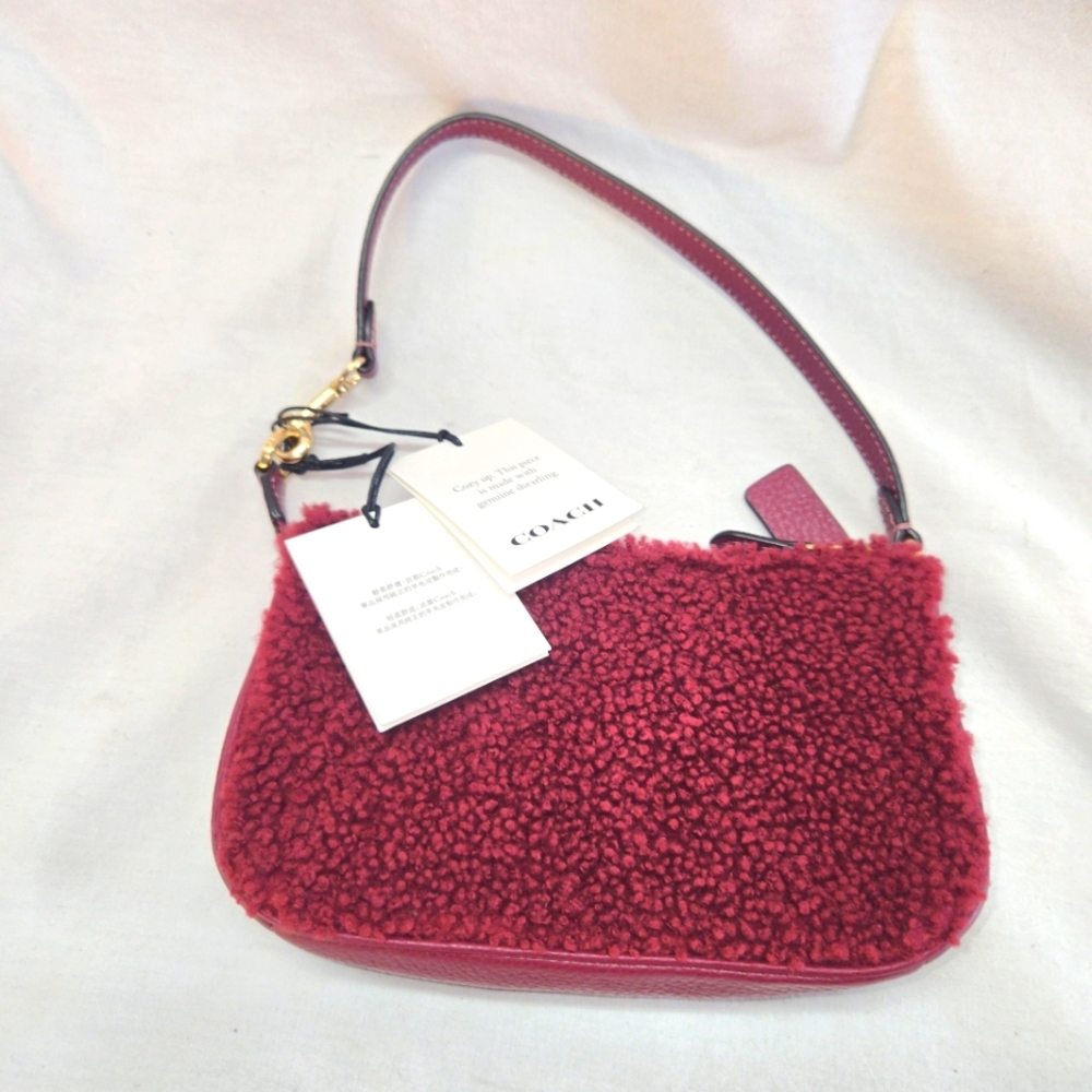 Coach Handbag CE691 Nolita 19 Shearling Black Berry Burgendy Pouch Purse New Tag - Picture 2 of 9